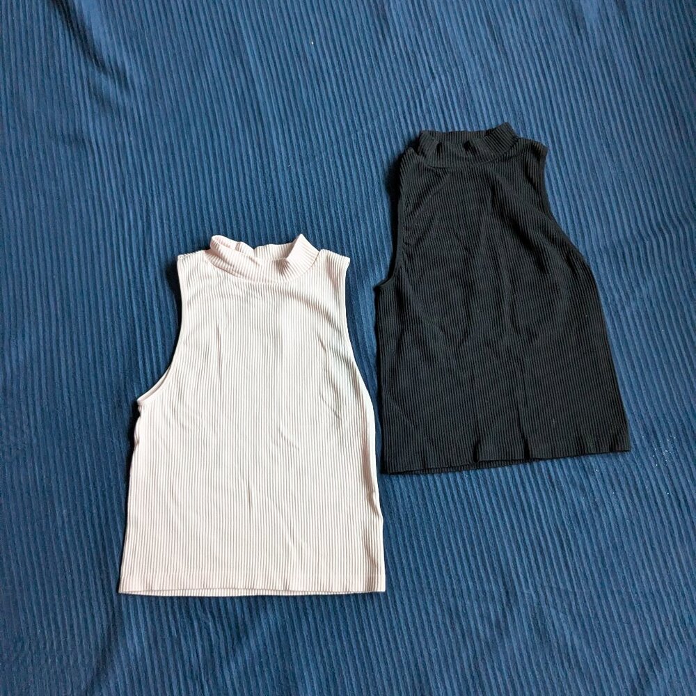 Pink and black tank top set